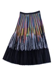 Munthe Black Multi Color Midi Pleated Skirt Sz 6 - Current Boutique