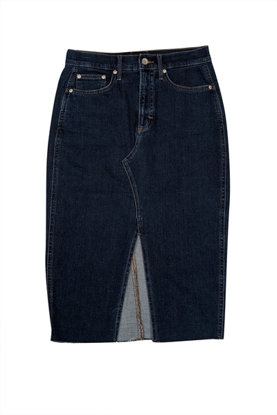 Veronica Beard - Dark Wash Blue Denim Slit Front Skirt Sz 4 - Current Boutique