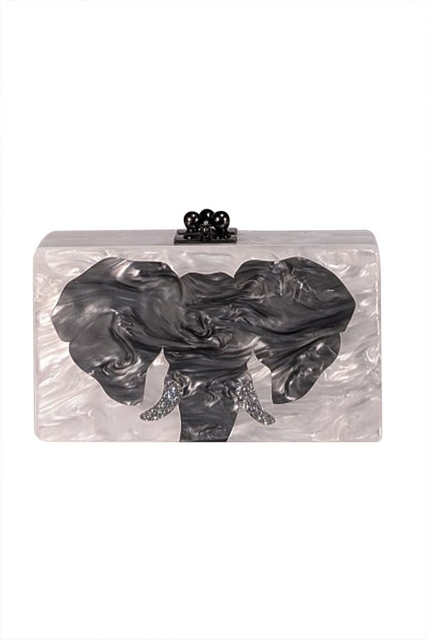 Edie Parker - White Acrylic Elephant Front Clutch - Current Boutique