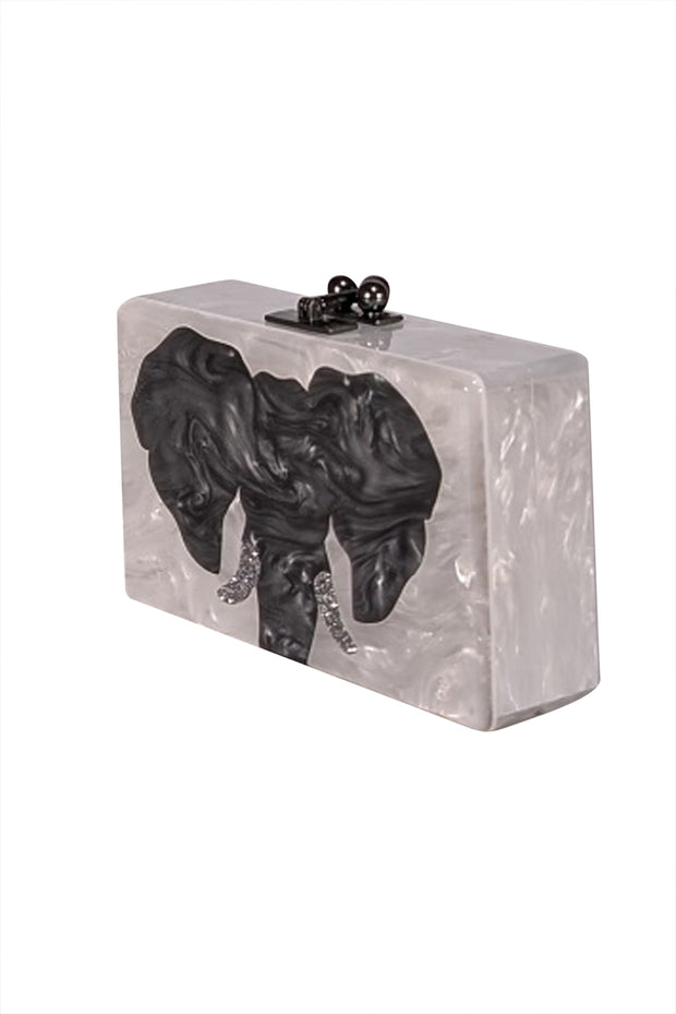 Edie Parker - White Acrylic Elephant Front Clutch - Current Boutique