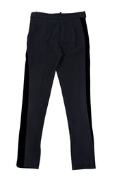 Victoria Beckham - Black Wool Blend W/ Velvet Tuxedo Stripe Pants Sz 6