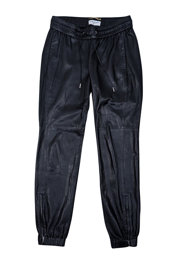 Yves Saint Laurent - Black Leather Jogger Pants Sz S