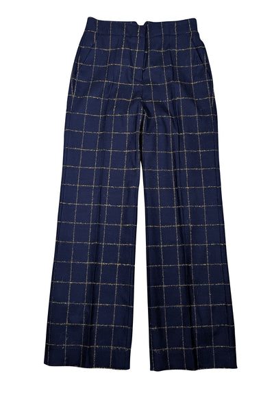 The Fold - Navy & Yellow Checkered Dress Pants Sz 8