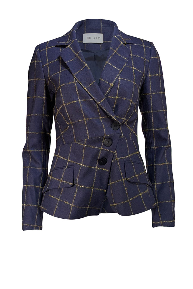 The Fold - Navy & Yellow Plaid Blazer Sz 6