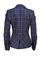 The Fold - Navy & Yellow Plaid Blazer Sz 6