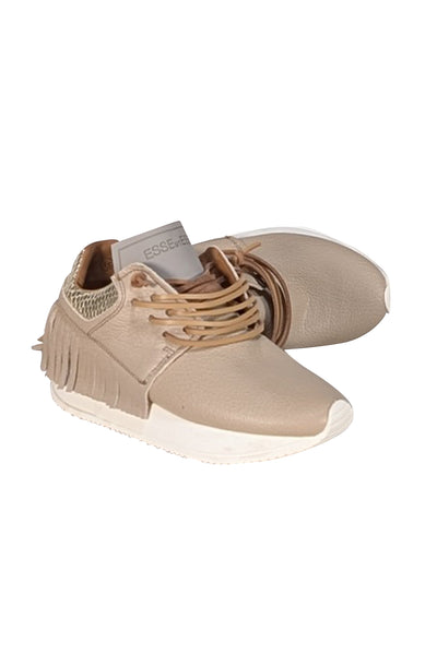 Esse Ut Esse - Beige Leather Fringe Trim Sneakers Sz 5 - Current Boutique