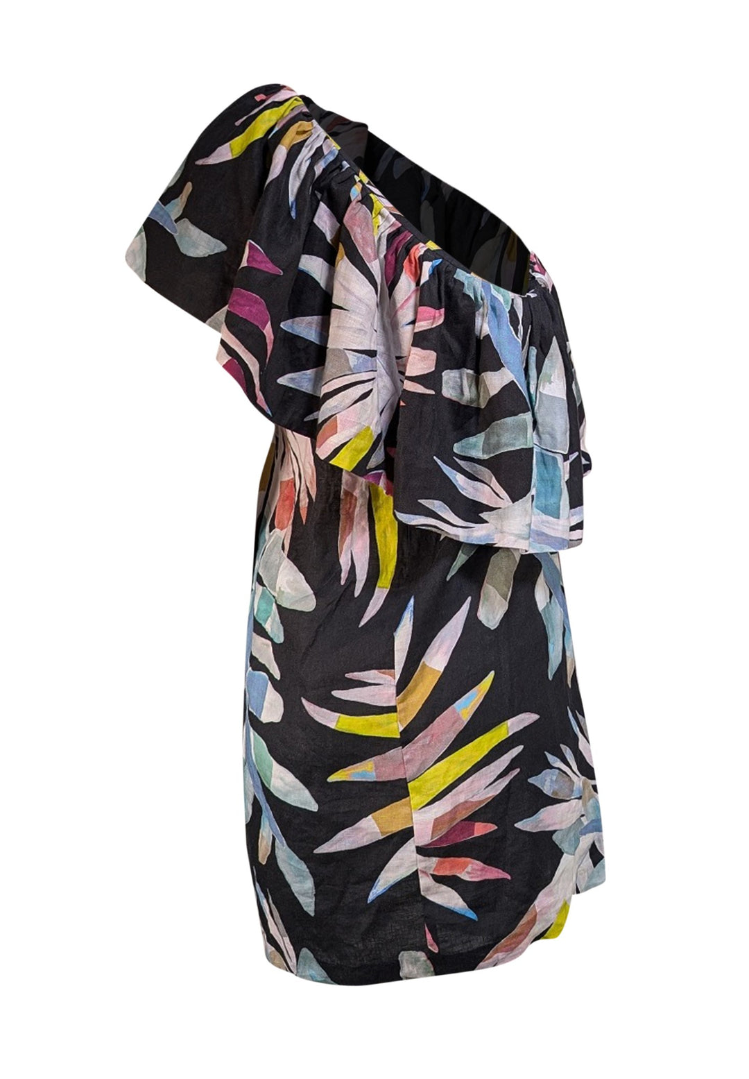 Mara Hoffman - Black Multi Print One Shoulder Mini 