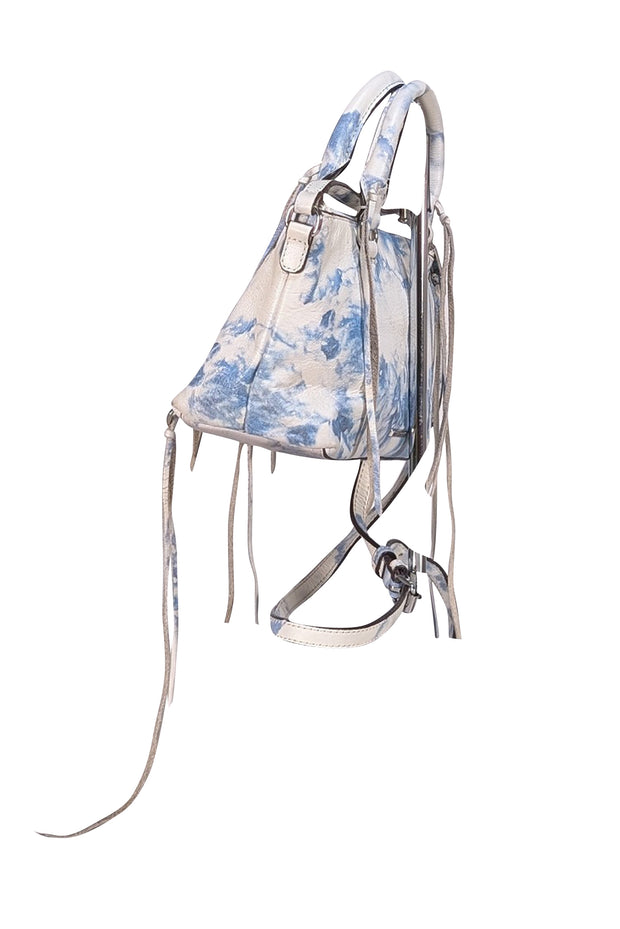 Rebecca Minkoff - White & Blue Tie Dye Leather Crossbody Bag - Current Boutique