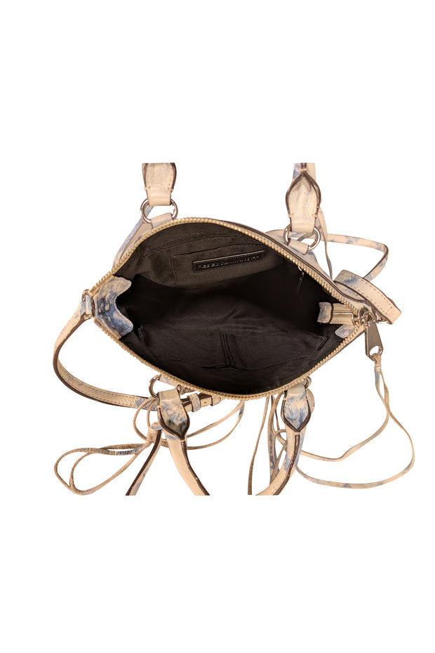 Rebecca Minkoff - White & Blue Tie Dye Leather Crossbody Bag - Current Boutique