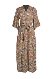 Mirth - Ivory Multi Floral Button Down Maxi Dress Sz M - Current Boutique