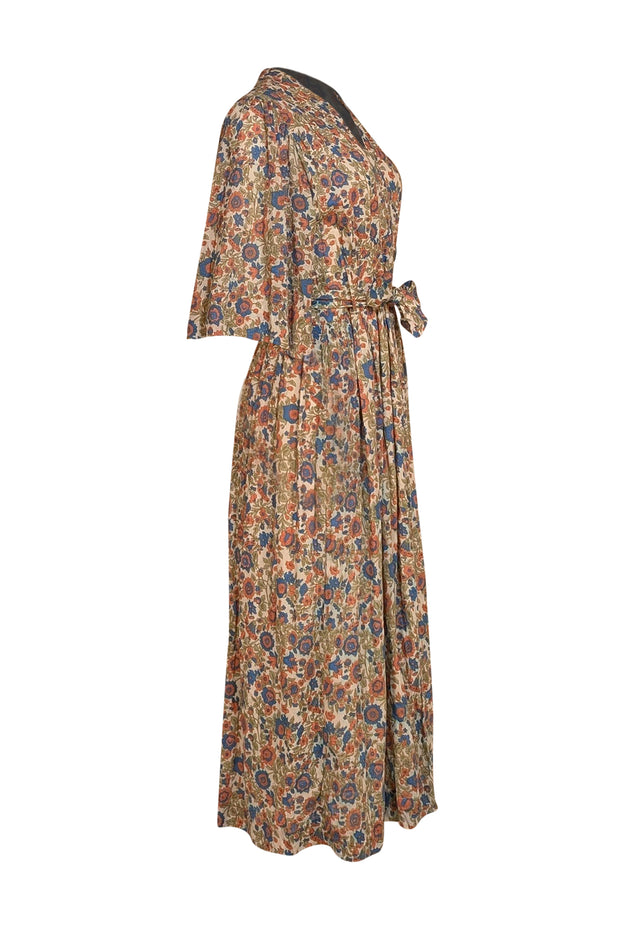 Mirth - Ivory Multi Floral Button Down Maxi Dress Sz M - Current Boutique