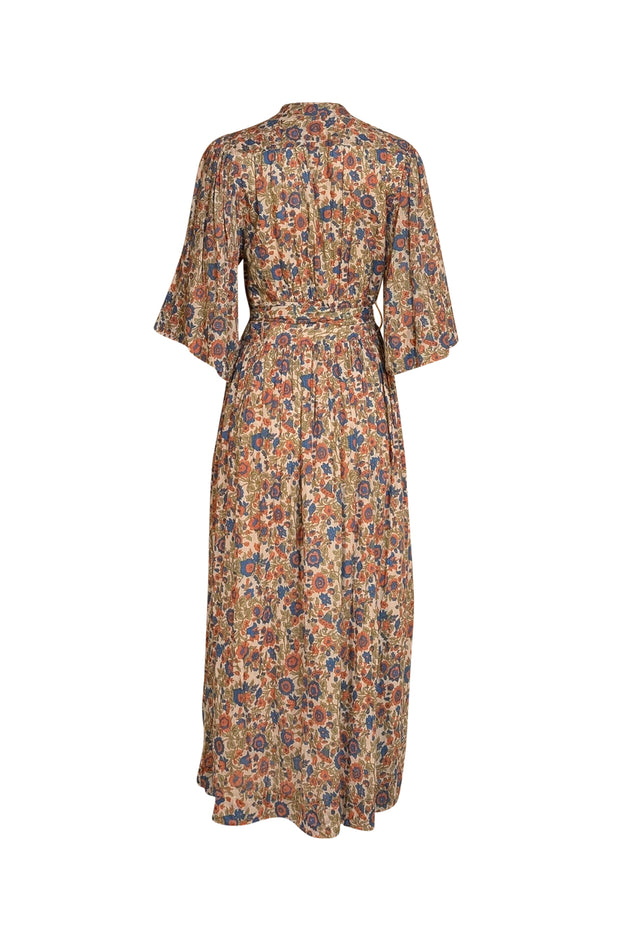 Mirth - Ivory Multi Floral Button Down Maxi Dress Sz M - Current Boutique