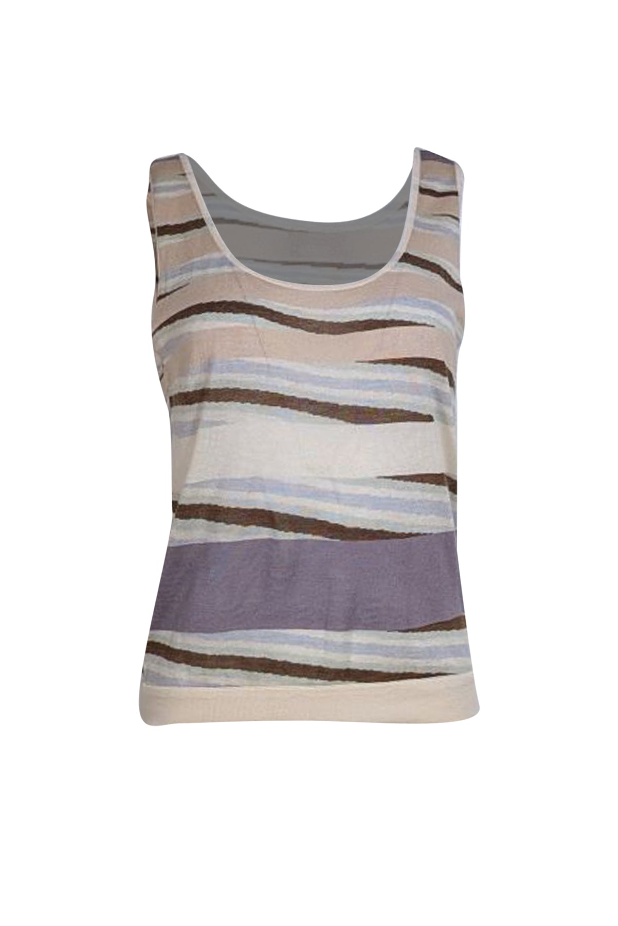 Missoni - Beige, Cream, Brown, Lavender, & Mint Stripe Print Knit Tank Sz 6 - Current Boutique