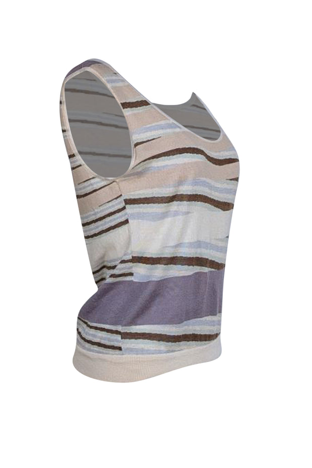 Missoni - Beige, Cream, Brown, Lavender, & Mint Stripe Print Knit Tank Sz 6 - Current Boutique