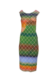 Akris Punto - Rainbow Ombre Diamond Print Midi Dress Sz 6