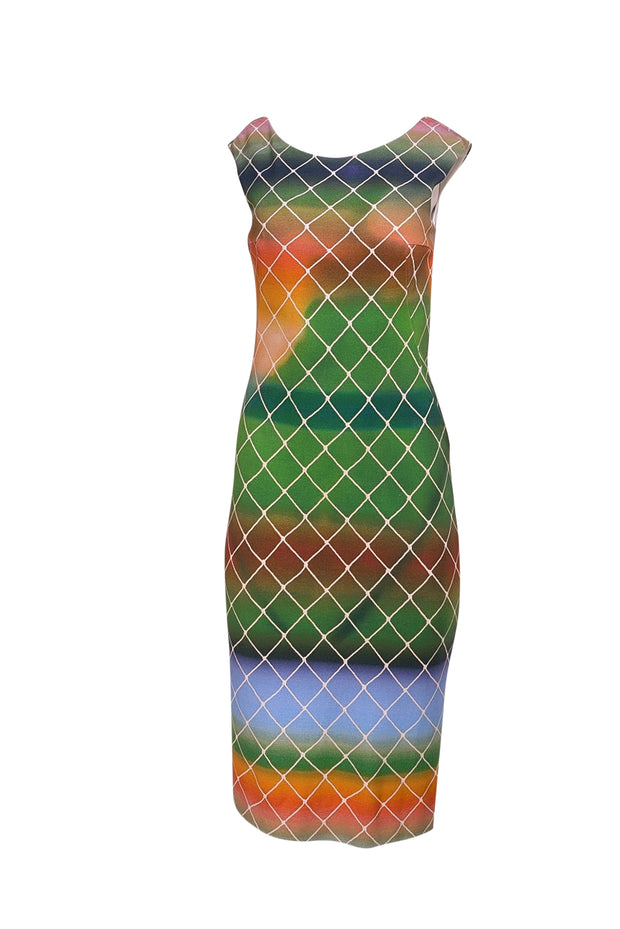 Akris Punto - Rainbow Ombre Diamond Print Midi Dress Sz 6