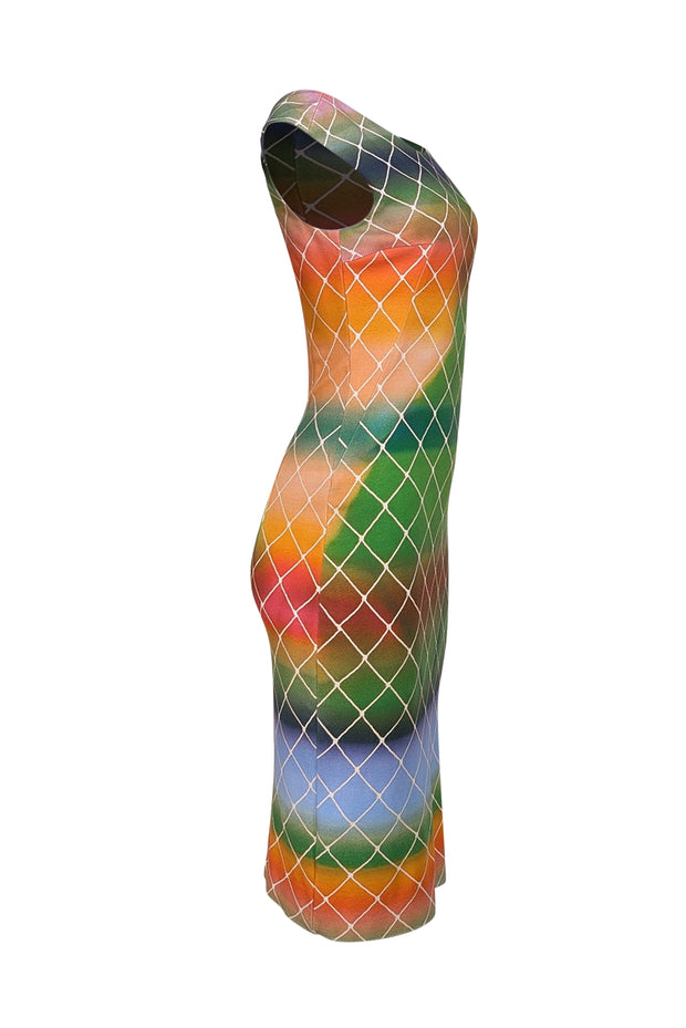 Akris Punto - Rainbow Ombre Diamond Print Midi Dress Sz 6