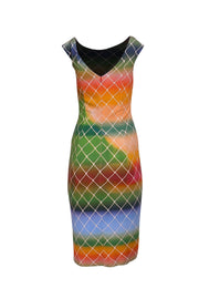 Akris Punto - Rainbow Ombre Diamond Print Midi Dress Sz 6