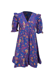 Ba&sh - Purple & Pink Floral Ruffle Mini Dress Sz S