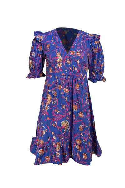 Ba&sh - Purple & Pink Floral Ruffle Mini Dress Sz S