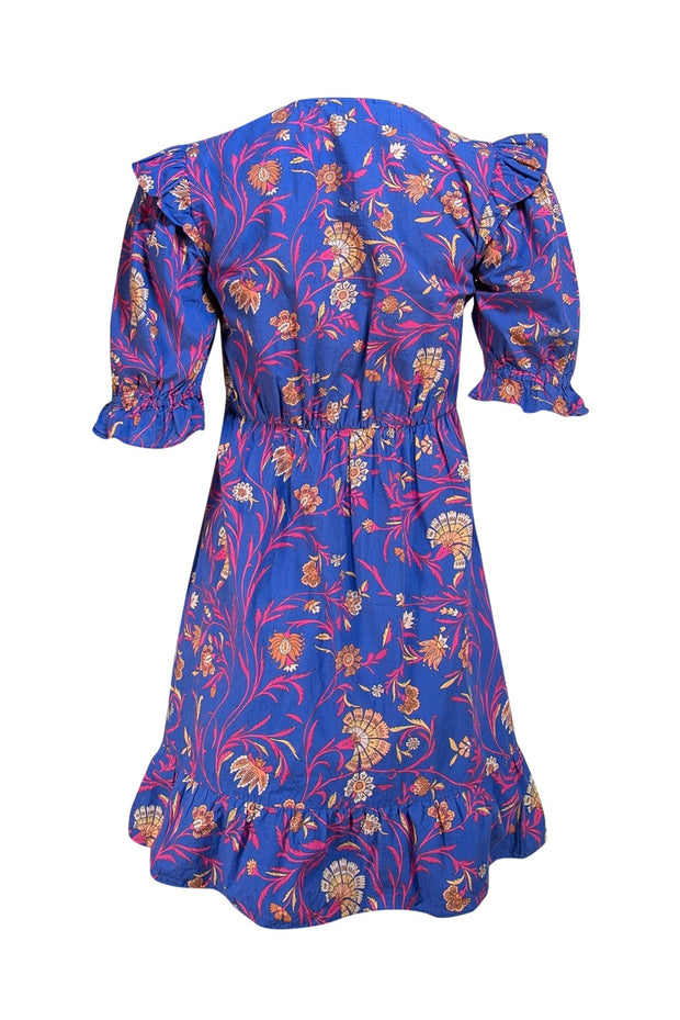 Ba&sh - Purple & Pink Floral Ruffle Mini Dress Sz S