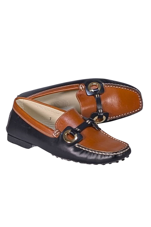 Tod's - Tan & Black Leather Loafers Sz 7