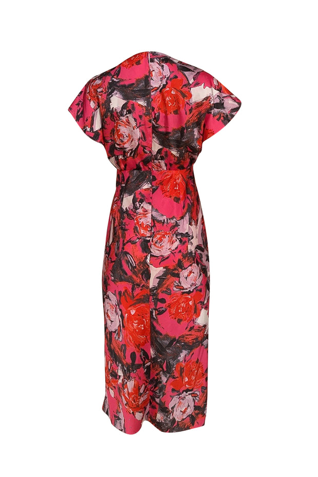 Prabal Gurung - Hot Pink, Black, & Orange Print Ruched Dress Sz 6