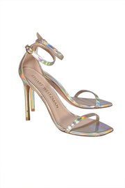 Stuart Weitzman - Gold Iridescent Metallic Strappy Sandal Heels Sz 8.5 - Current Boutique