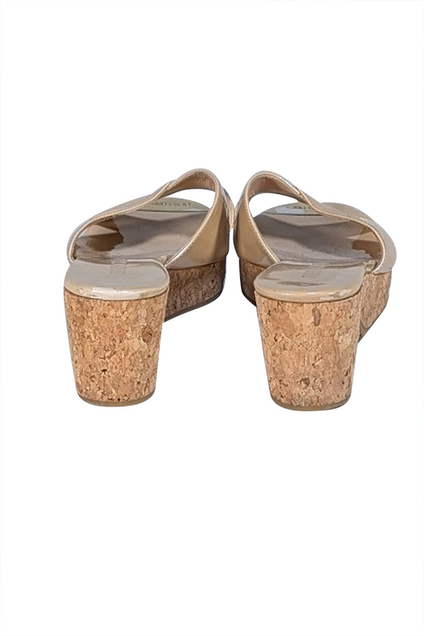 Jimmy Choo - Beige Patent Leather Cork Wedges Sz 9 - Current Boutique