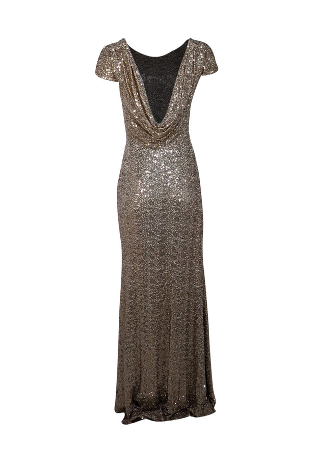 badgley mischka gold sequin dress $520 Badgley Mischka Women's Gold Sequin One-Shoulder Dress Size 8