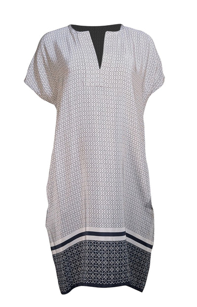 Vince - White & Black Floral Print Mini Dress Sz L - Current Boutique