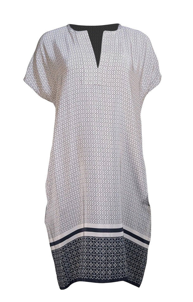 Vince - White & Black Floral Print Mini Dress Sz L - Current Boutique