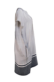 Vince - White & Black Floral Print Mini Dress Sz L - Current Boutique