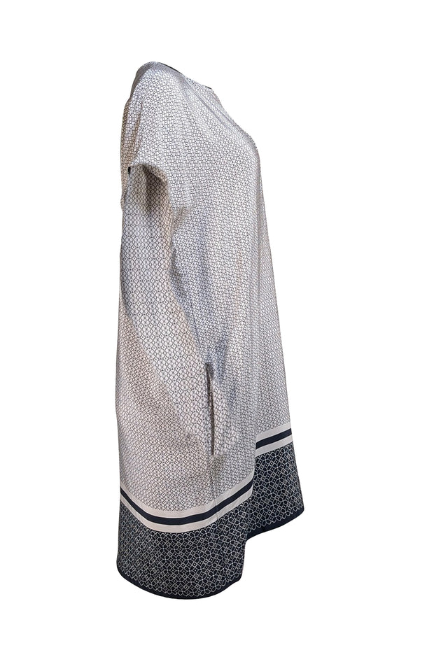 Vince - White & Black Floral Print Mini Dress Sz L - Current Boutique