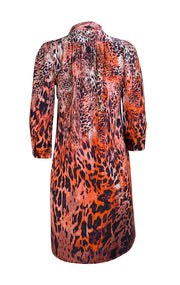 Etcetera - Pink, Peach, & Black Animal Print Shirt Dress Sz 4 - Current Boutique