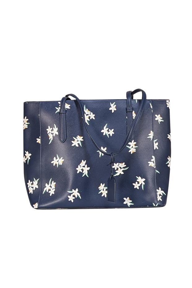 Kate Spade - Navy w/ White Floral Print Tote Bag - Current Boutique