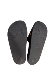 Gucci - Black Velvet w/ Gold Bee & Star Embroidered Slide Sandals Sz 8 - Current Boutique