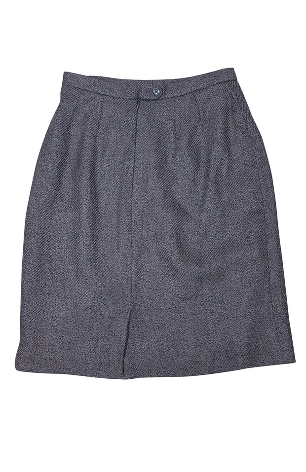 Burberry - Grey Wool Mini Pencil Skirt Sz 4 - Current Boutique