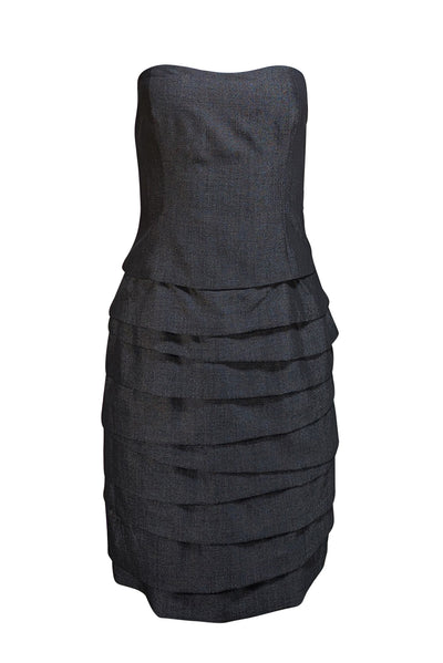 Max Mara Studio - Grey Strapless Ruffle Mini Dress Sz 6 - Current Boutique