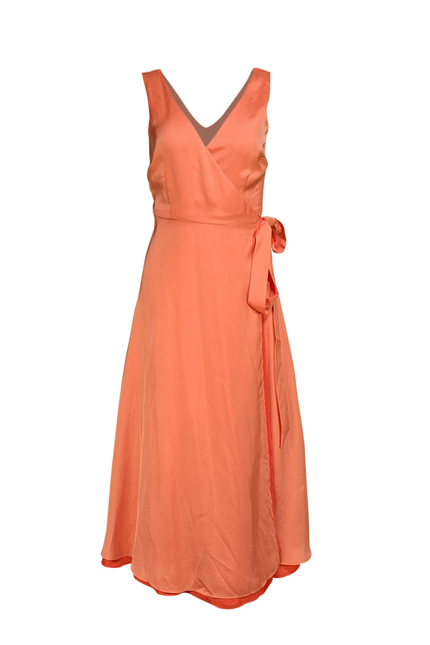 Derek Lam - Sunset Sherbet Orange Sleeveless Wrap Dress Sz 00 Derek Lam - Sunset Sherbet Orange Sleeveless Wrap Dress Sz 00