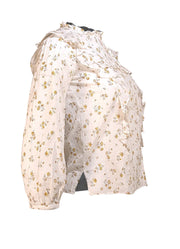 Veronica Beard - White Floral Swiss Dot Ruffle "Beth" Blouse Sz 00 - Current Boutique