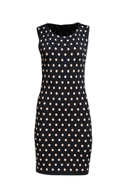 Alice & Olivia - Black & Peach Polka Dot Sleeveless Dress Sz M - Current Boutique