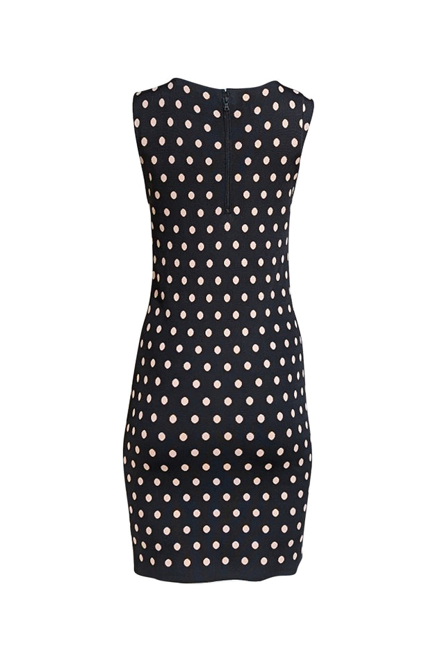 Alice & Olivia - Black & Peach Polka Dot Sleeveless Dress Sz M - Current Boutique