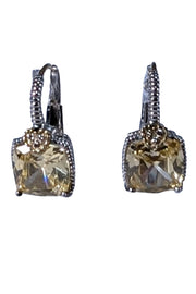 Judith Ripka - Sterling Silver & 18K Gold Huggie Earrings w/ Yellow Stones