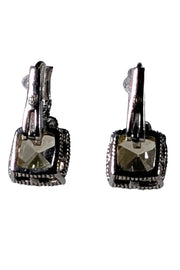 Judith Ripka - Sterling Silver & 18K Gold Huggie Earrings w/ Yellow Stones