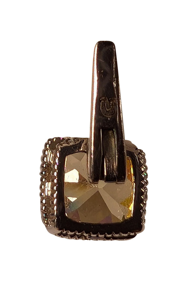 Judith Ripka - Sterling Silver & 18K Gold Huggie Earrings w/ Yellow Stones - Current Boutique