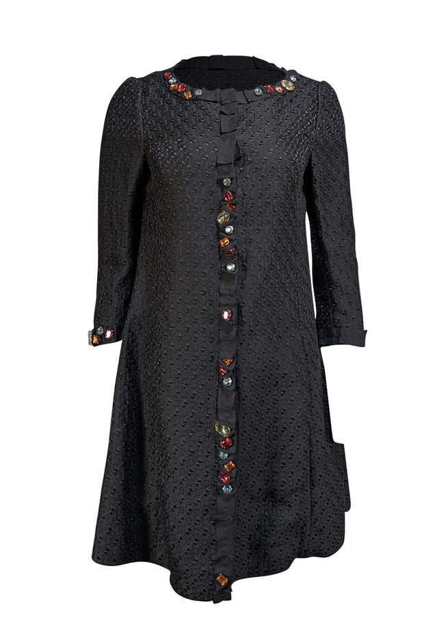 Moschino Cheap & Chic - Black Jacquard Gem Embellished Coat Sz 6