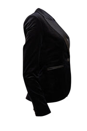 Diane von Furstenberg - Black Velvet Satin Lapel Blazer Sz 2 - Current Boutique