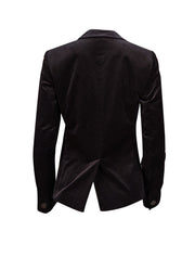 Diane von Furstenberg - Black Velvet Satin Lapel Blazer Sz 2 - Current Boutique