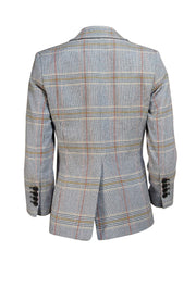 Veronica Beard - White, Black, Blue, & Orange Micro Houndstooth Print Blazer Sz 2 - Current Boutique